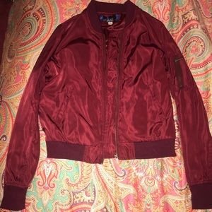 Women’s Burgundy Bomber Jacket